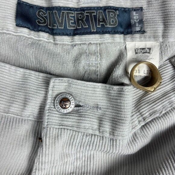 Vintage 90s Y2K Levi’s SilverTab Corduroy Cargo Pants 38x32 Gray Baggy Oversized - Picture 5 of 9